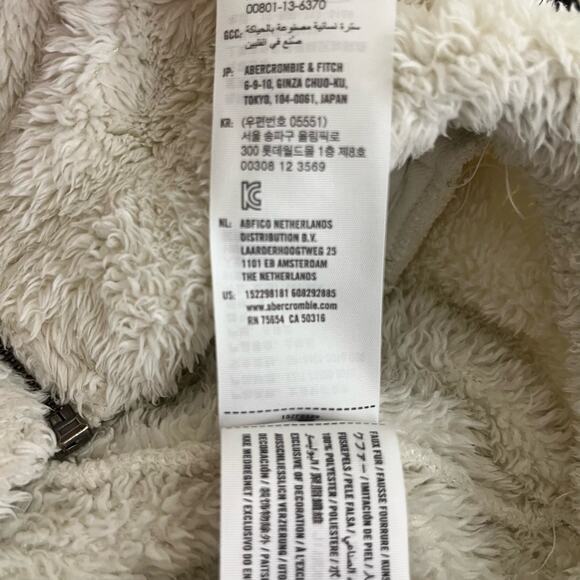 Abercrombie & Fitch Full Zip Jacket Womens Size Small White Fuzzy Teddy Hooded - Picture 6 of 8